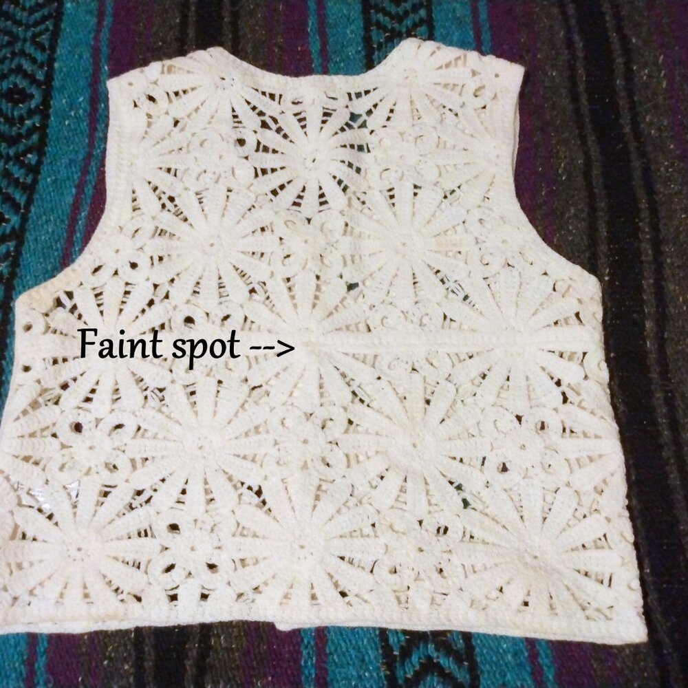 Art Class Crochet Floral Vest M (8) Ivory Boho Cottagecore Coquette Layering - Picture 5 of 7